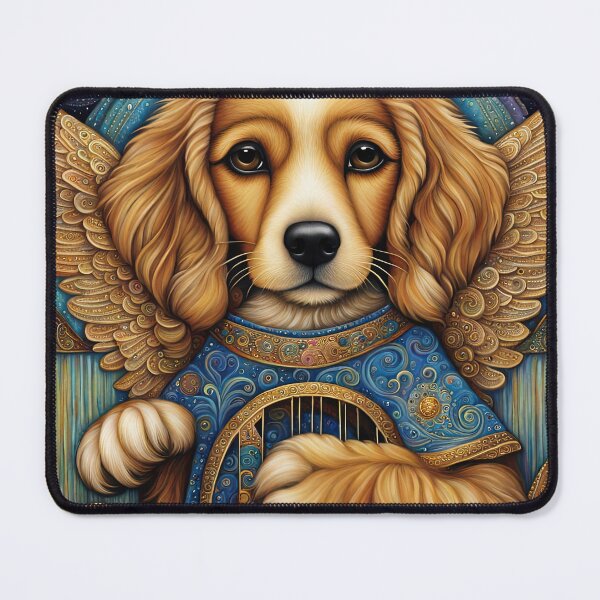 Item preview, Folk Art Puppy Angel with wings and a harp designed and sold by Colin Bentham.
