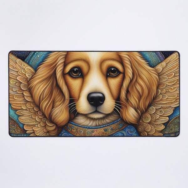 Item preview, Folk Art Puppy Angel with wings and a harp designed and sold by Colin Bentham.