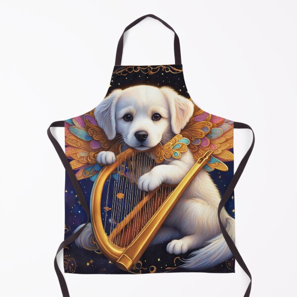 Item preview, Folk Art Puppy Angel with wings and a harp designed and sold by Colin Bentham.
