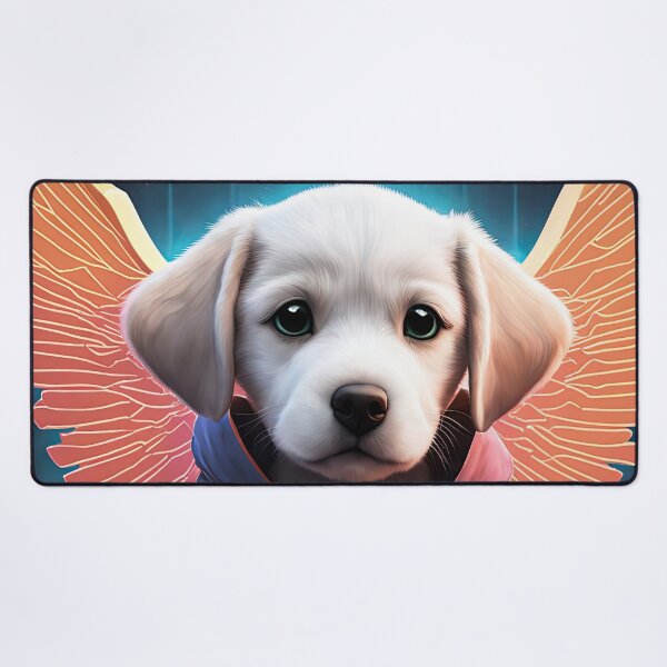 Item preview, Folk Art Puppy Angel with wings and a harp designed and sold by Colin Bentham.