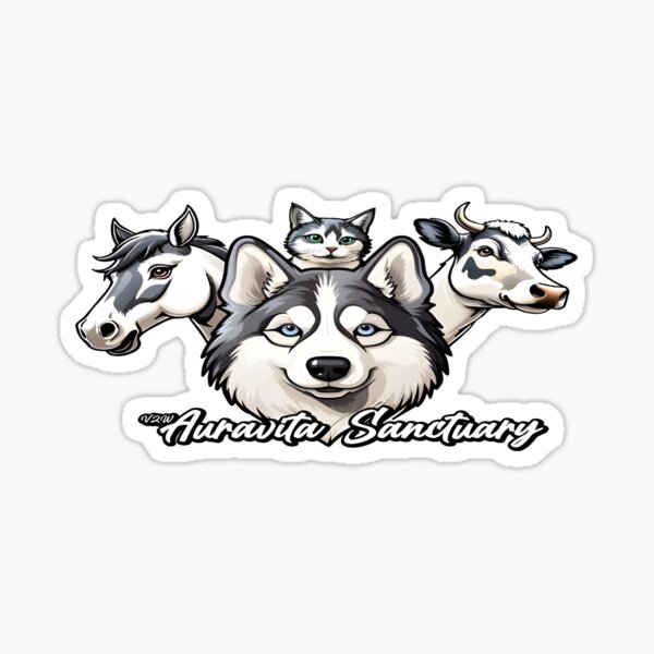 Item preview, Camiseta personalizada con diseño de santuario de mascotas – VZW Auravita Sanctuary • Ilustración de husky, caballo, gato y vaca designed and sold by Visimatic.
