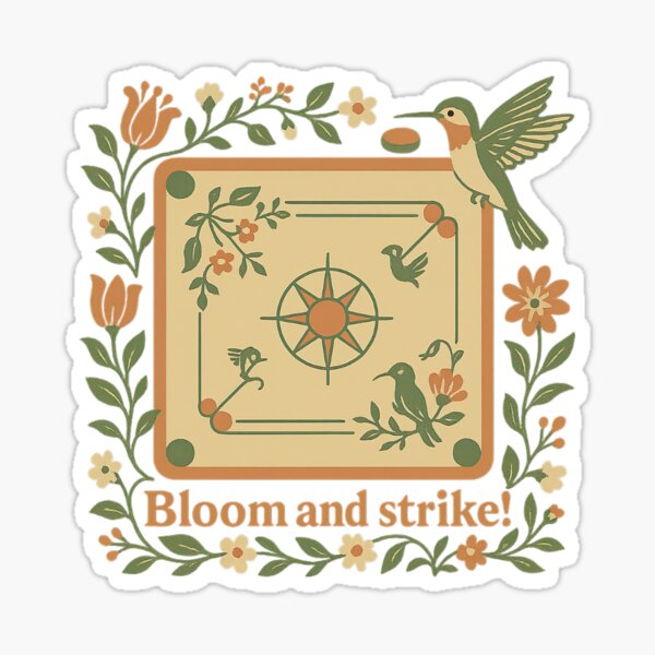 Item preview, Bloom & Strike – Botanical Carrom game Board with Hummingbird designed and sold by ColorsBurstShop.