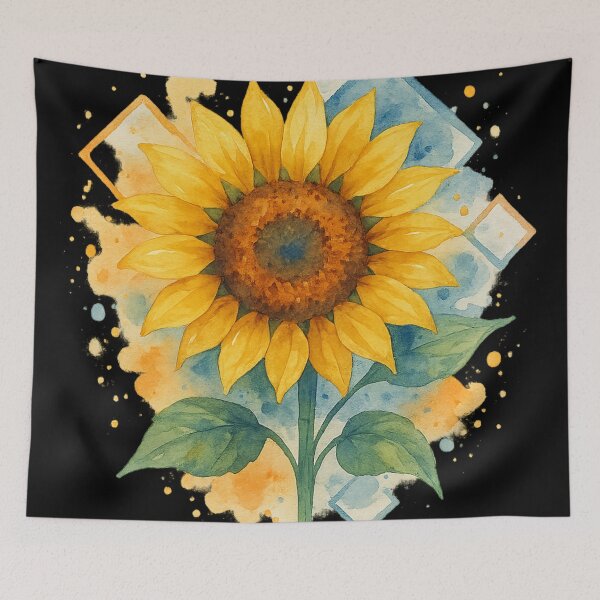 Item preview, Watercolor sunflower with geometric accents designed and sold by optimusprime39.