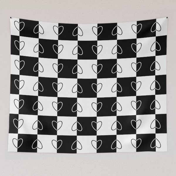 Item preview, Black and White Abstract Heart Tiles Pattern designed and sold by Onulodesign.
