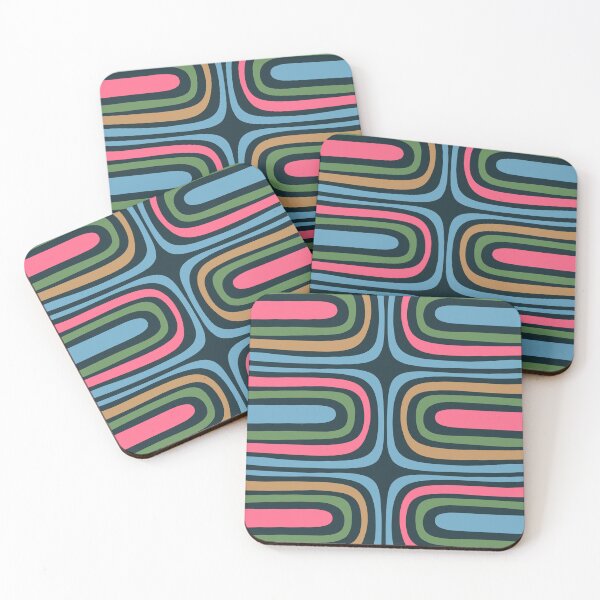Item preview, Retro Contemporary Boho Confaab Abstract Multicolored Vertical Pattern on Navy designed and sold by kierkegaard.