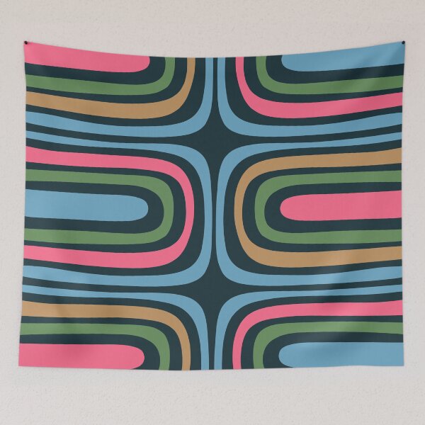 Item preview, Retro Contemporary Boho Confaab Abstract Multicolored Vertical Pattern on Navy designed and sold by kierkegaard.