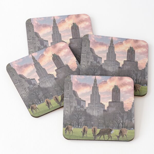 Item preview,   Serene Park Scene with Grazing Deer and Skyscrapers designed and sold by AnimalAirtistry.