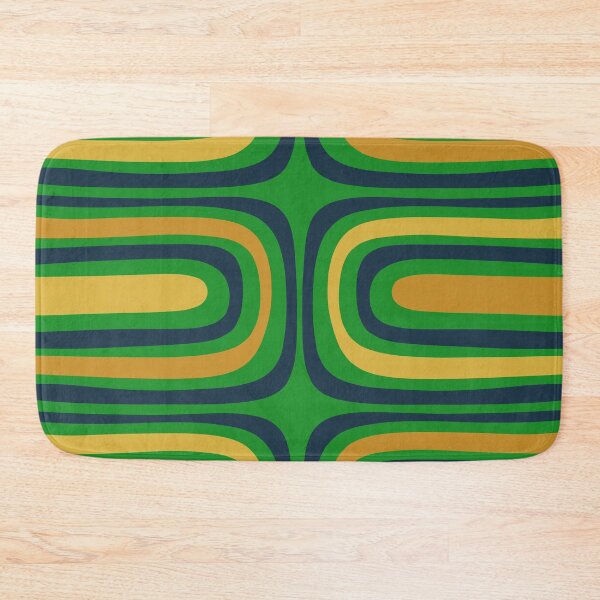 Item preview, Midcentury Modern Confaab Abstract Vertical Pattern Green Mustard Navy Blue designed and sold by kierkegaard.