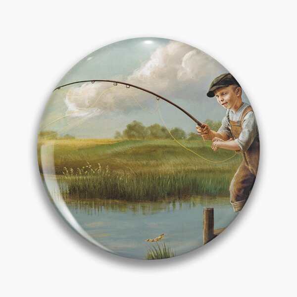 Item preview,   Serene Countryside Scene with Boys Fishing from Dock designed and sold by AnimalAirtistry.