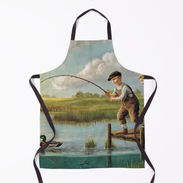 Item preview,   Serene Countryside Scene with Boys Fishing from Dock designed and sold by AnimalAirtistry.