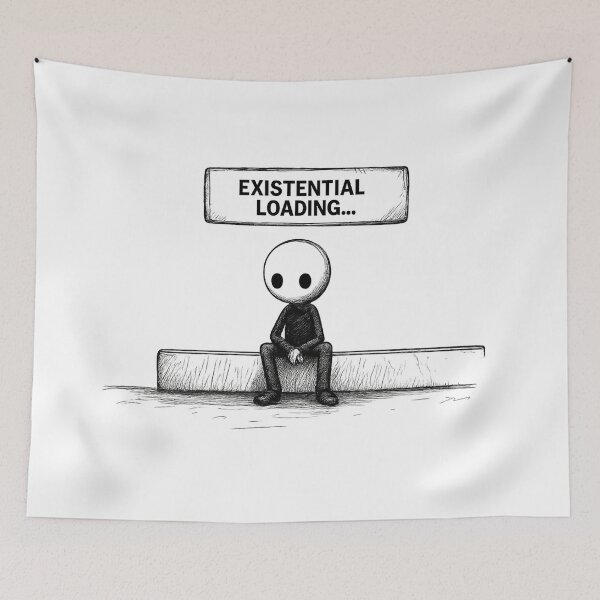 Item preview, Existential Loading Dark Cartoon | Funny Mental Health and Overthinking Art designed and sold by Chroma Myst.