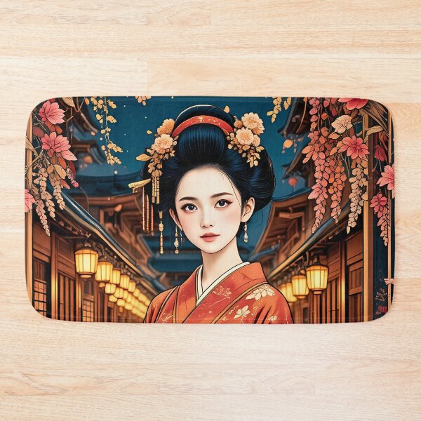 Item preview, Elegant Kimono Geisha Waifu Amid Lantern Night Street designed and sold by BorgSpareParts.