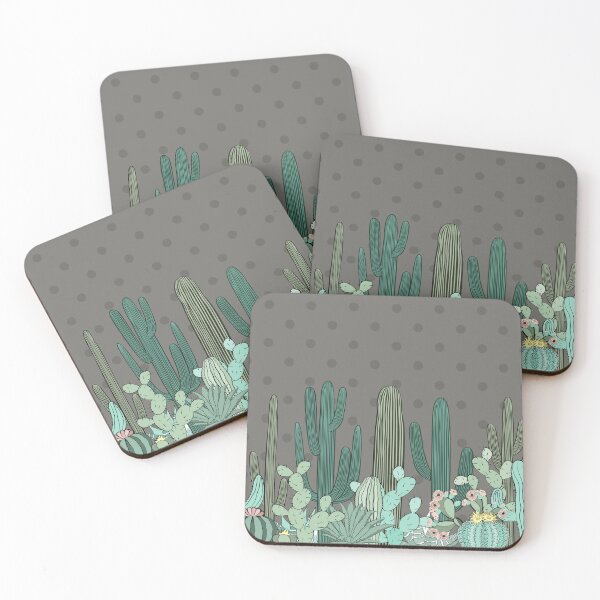 Item preview, Minimal Cactus Garden | Cute Desert Plants on Grey Polka Dot Background designed and sold by ConfuseLab Shop.