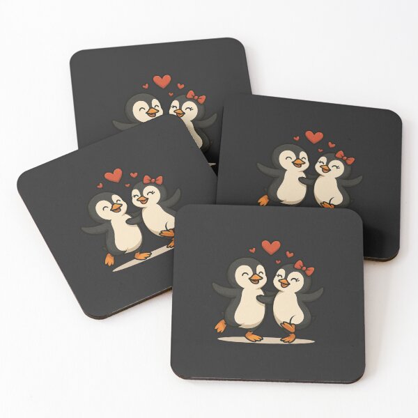 Item preview, Dancing Penguin Couple – Cute Valentine Love Penguins with Hearts designed and sold by ColorSplash123.