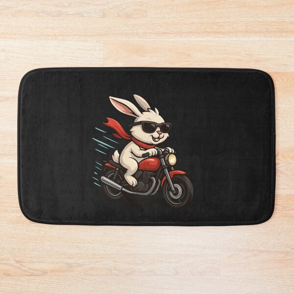 Item preview, Vroom the Bunny Biker – Cool Cartoon Rabbit on Red Motorbike designed and sold by ColorSplash123.