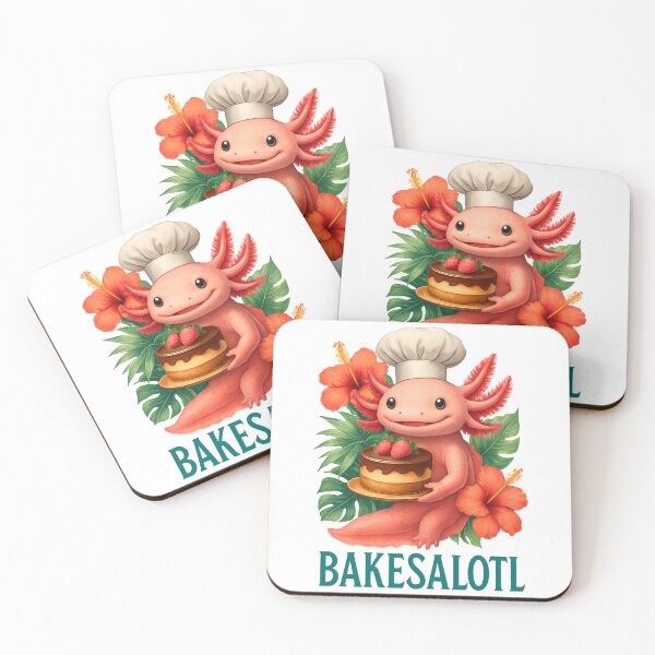 Item preview, Bakesalotl Cute Axolotl with Cake Funny Baking Animal Pun designed and sold by RockFireMerch.
