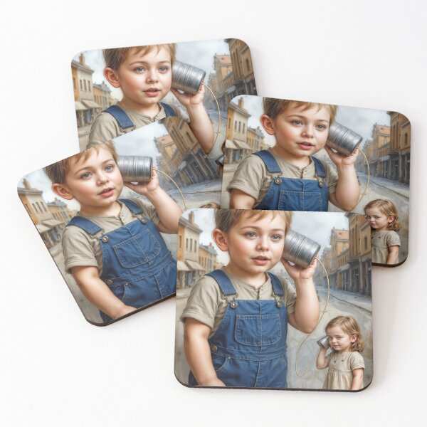 Item preview, Children Playing Talking on Tin Can Telephone designed and sold by Maria Dryfhout.