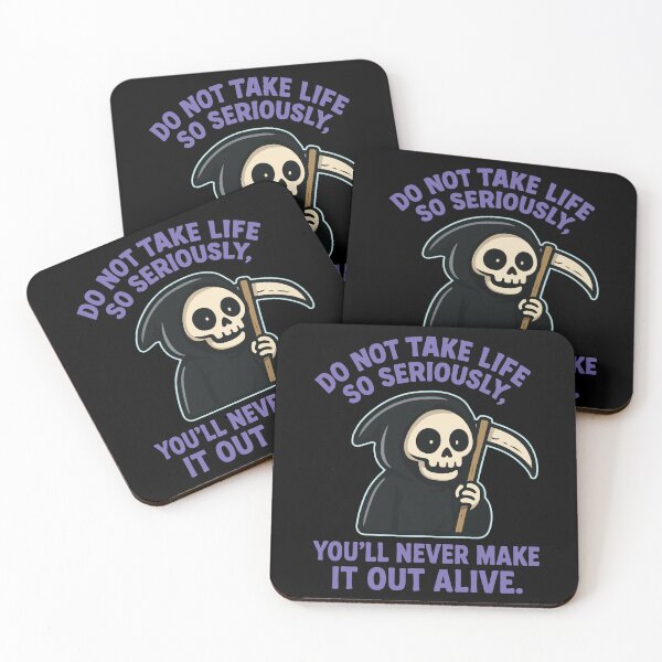 Item preview, Cheerful Grim Reaper Illustration with Humorous Text Message in Cartoon Style designed and sold by portokalis.