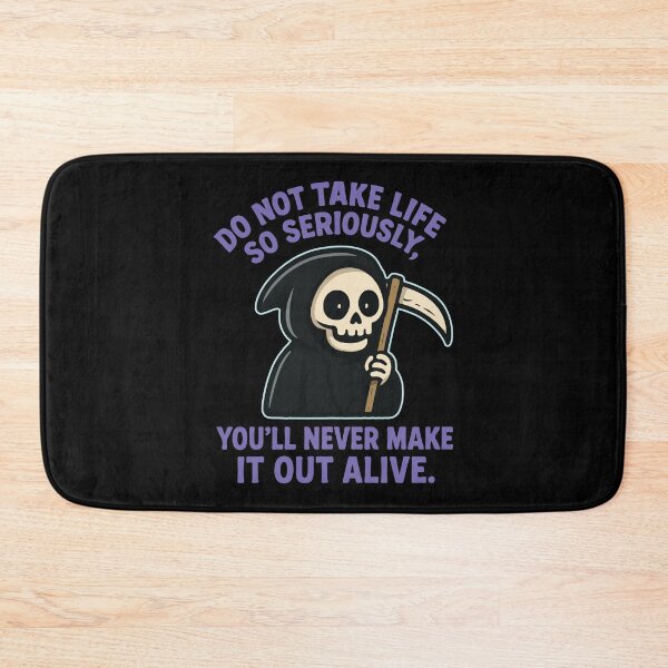 Item preview, Cheerful Grim Reaper Illustration with Humorous Text Message in Cartoon Style designed and sold by portokalis.
