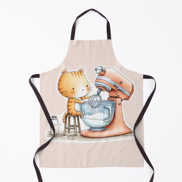 Item preview, Cute Cat Using Stand Mixer Watercolor Art designed and sold by De Cat Times.