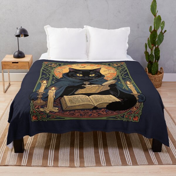 Item preview, Black Cat Reading A Book Of Solstice Spells designed and sold by taiche.