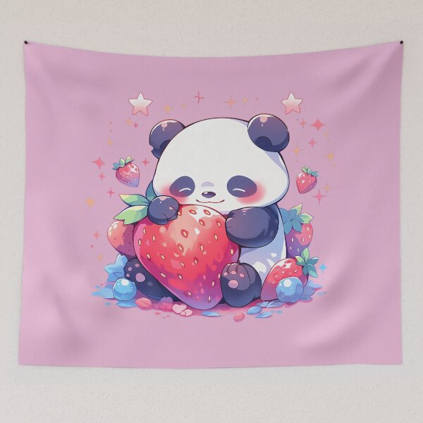 Item preview, Baby Panda eating strawberry designed and sold by WoollenLlama.