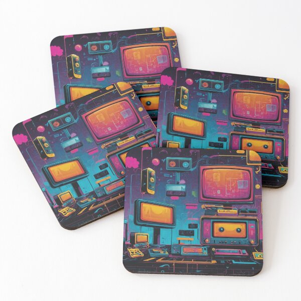Item preview, Neon pop art of vintage TVs and radios designed and sold by Flux print.
