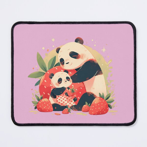Item preview, Panda family eating strawberries designed and sold by WoollenLlama.
