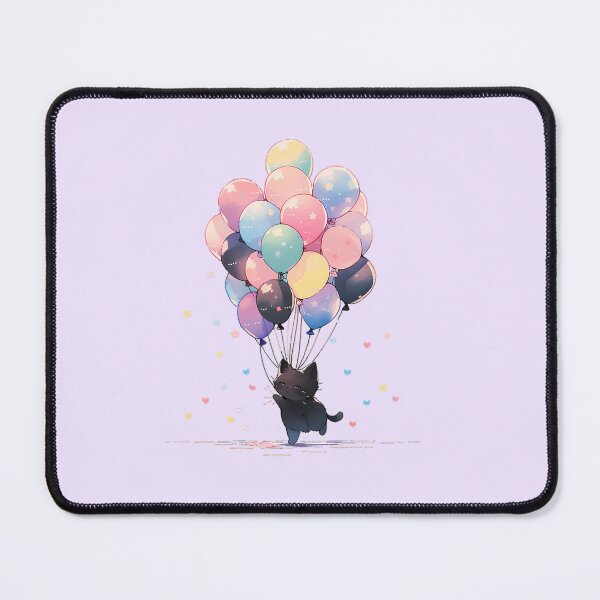 Item preview, Black Kitty with Balloons designed and sold by WoollenLlama.