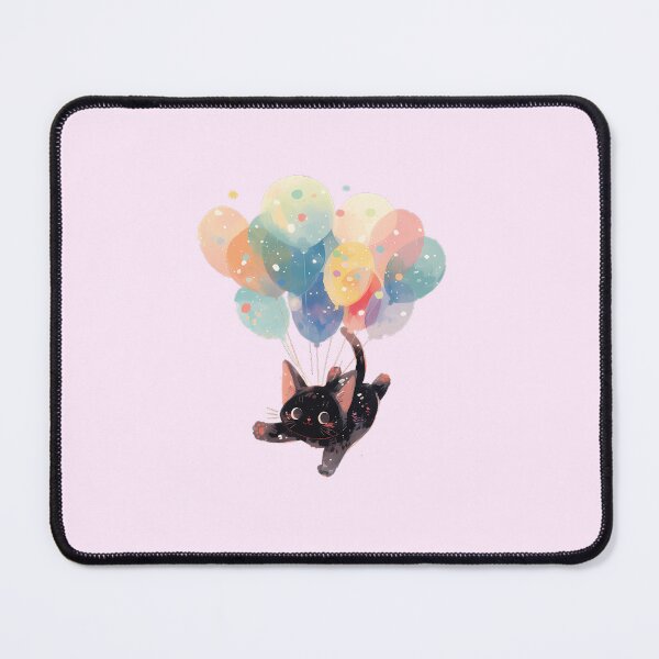 Item preview, Black Kitty with Balloons designed and sold by WoollenLlama.