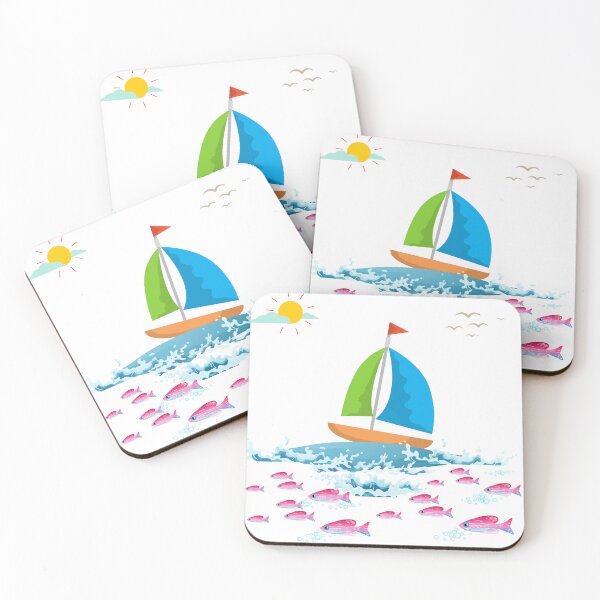 Item preview, Sailboat and Red fish  designed and sold by LaUnArt.