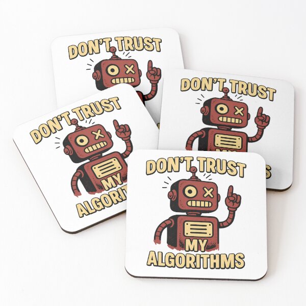Item preview, Don’t Trust My Algorithms – Retro Robot Glitch Art Ironic AI Design designed and sold by BloomOfDesign.