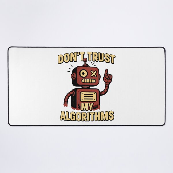 Item preview, Don’t Trust My Algorithms – Retro Robot Glitch Art Ironic AI Design designed and sold by BloomOfDesign.