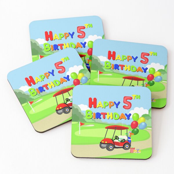 Item preview, Happy 5th Birthday Kids Golf Party Cart On Golf Course designed and sold by daphsam.
