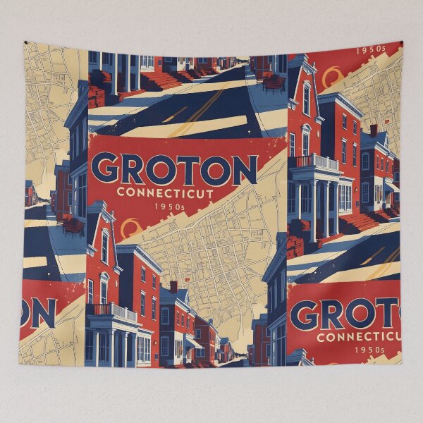 Item preview, Groton Connecticut 1950s USA Vintage Travel Tourism designed and sold by TravelersGems.