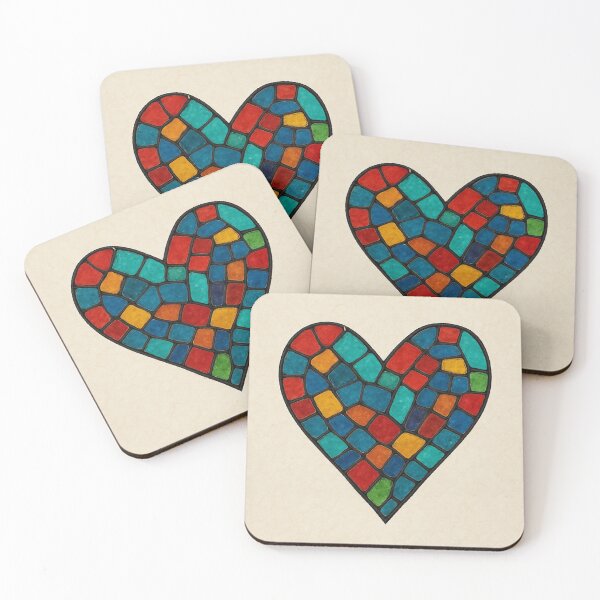 Item preview, Colorful Mosaic Heart – Stained Glass Inspired Design designed and sold by Pacika.