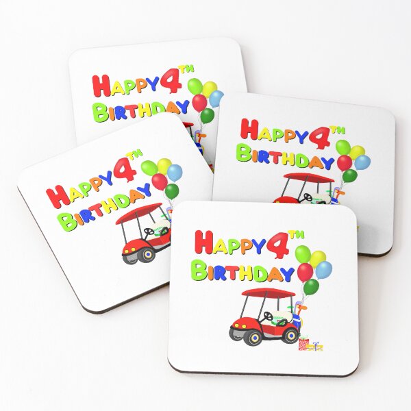 Item preview, Happy 4th Birthday Kids Golf Party Cart  designed and sold by daphsam.