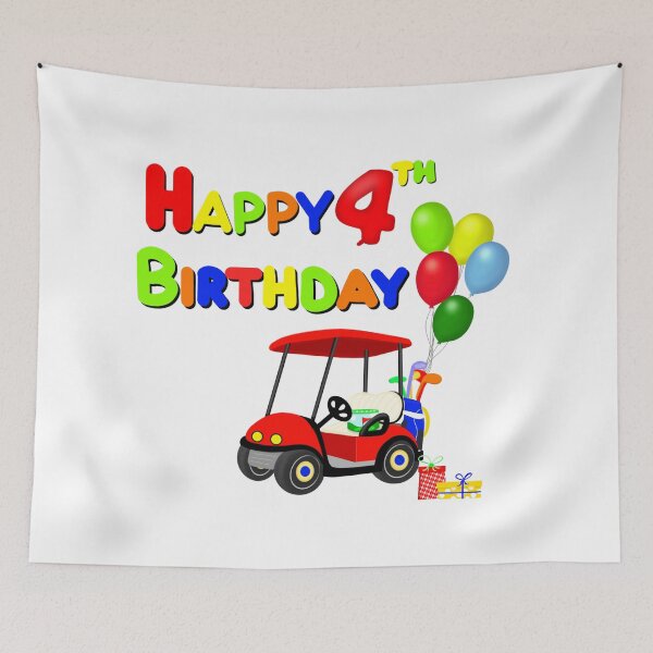 Item preview, Happy 4th Birthday Kids Golf Party Cart  designed and sold by daphsam.