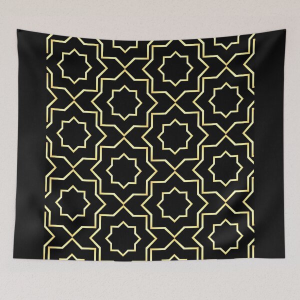 Item preview, Golden shining star pattern on black designed and sold by AnnabellaRh.