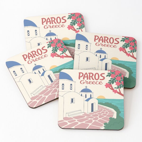Item preview, Paros Greece Retro Travel Poster – Flat Vector Aegean Island Art designed and sold by MAGICKEY2024.