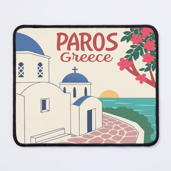 Item preview, Paros Greece Retro Travel Poster – Flat Vector Aegean Island Art designed and sold by MAGICKEY2024.