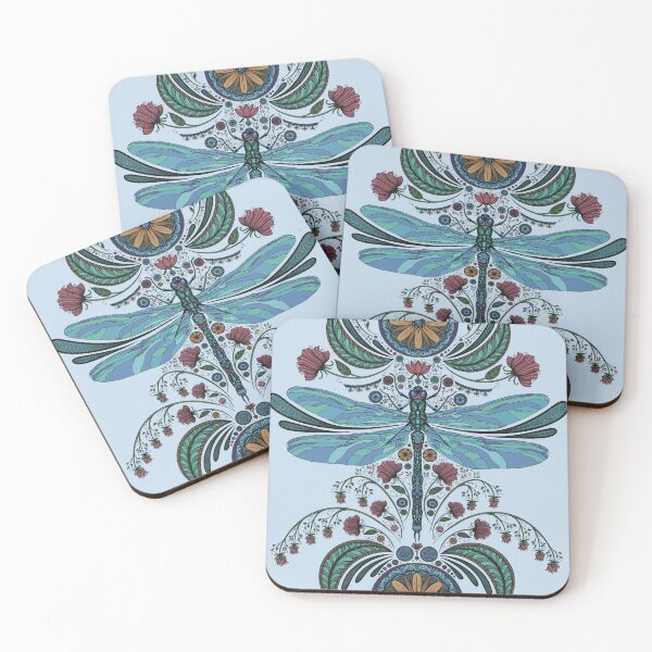 Item preview, Dragonfly Zen: Enchanted Symmetry in Teal and Blush designed and sold by AmberEchoCreates.
