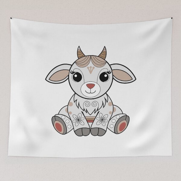 Item preview, Plush Goat Toy with Floral Decorations. designed and sold by GregorySmithRed.