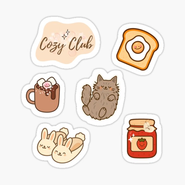 Vista previa del artículo con la obra «Paquete de pegatinas de Cozy Club», diseñado y vendido por EggOnToast101.