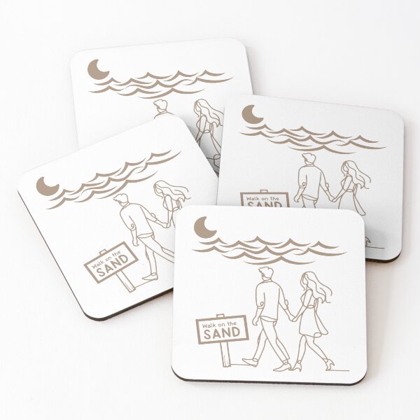 Item preview, Boho Beach Line Art – Couple Walking on the Shore Under Moon – Minimalist Coastal Romance designed and sold by bobparduephoto.