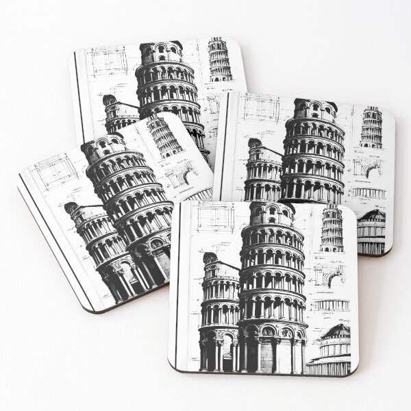 Item preview, Pisa Tower Italy – Black and White Illustration designed and sold by KeyCdesign.