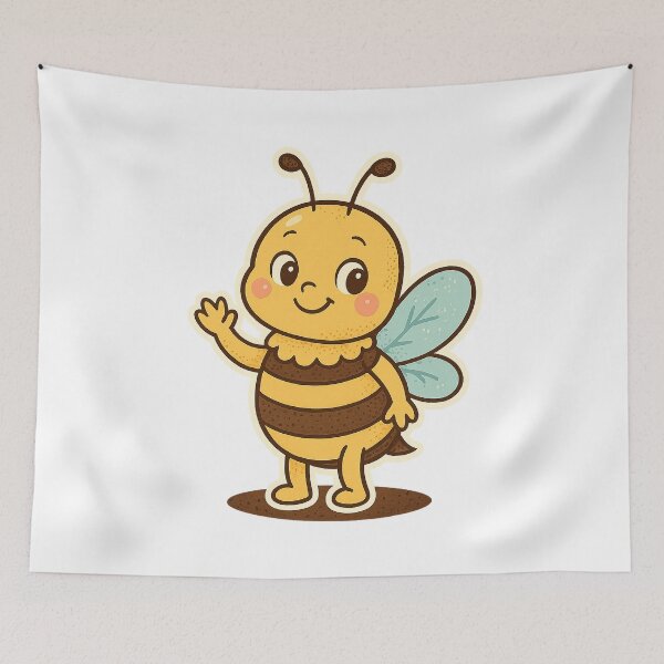 Item preview, Cute Smiling Bee Cartoon – Kawaii Sticker Design designed and sold by joshuayule.