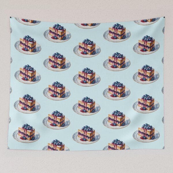 Item preview, Blueberry Drizzle Cake Slice – Watercolor Dessert Art designed and sold by Verycutethings.