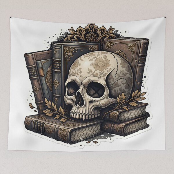 Item preview, Dark Academia Skull and Vintage Books  designed and sold by StickyGuys.