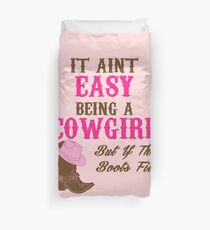 Cute Funny Western Country CowGirl T-shirt for Rodeo Lovers Duvet Cover